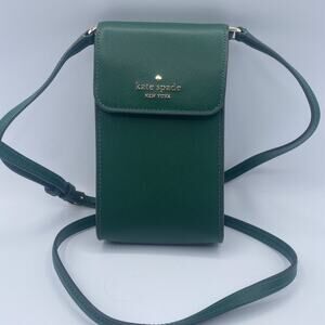 Kate Spade Madison North South Phone Crossbody Deep Jade Green Leather NWOT